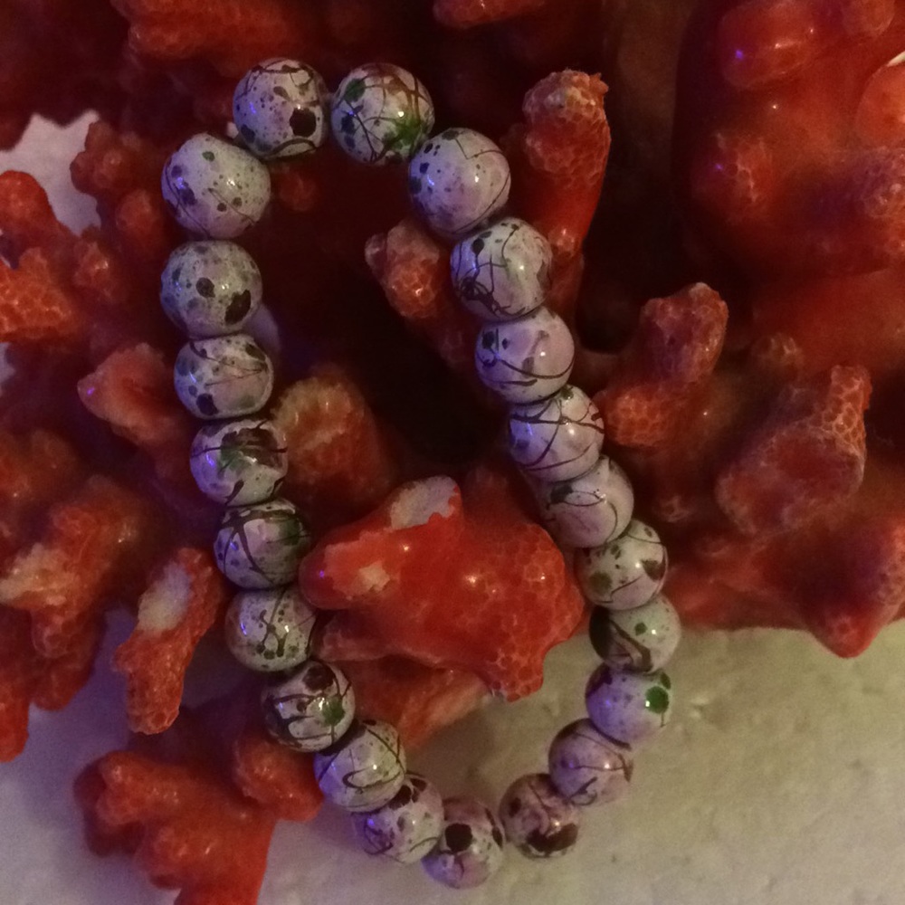 Vintage Asian hand paint beads bracelet
